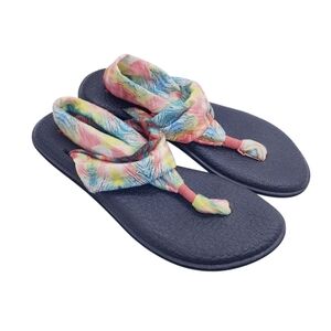 Sanuk Yoga Sling 2 Tie Dye Rainbow Multicolored Cushioned Sandals Women's Size 9